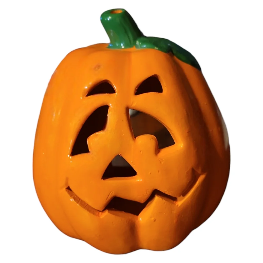 Vtg Ceramic Pumpkin Candle Holder